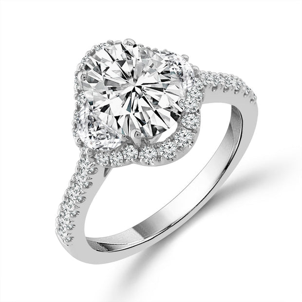 14K White Gold LAB-GROWN 3 CTW 2 CTR OVAL Diamond ENGAGEMENT RING