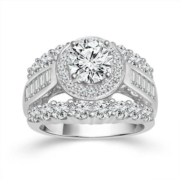 14K White Gold 3 1/2 CTW Engagement Ring