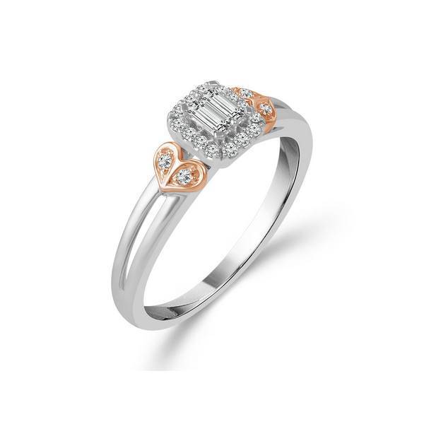 10K Two - Tone Halo Heart Promise Ring