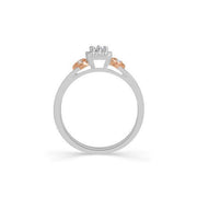 10K Two Tone Halo 0.20 Ctw Heart Promise Ring
