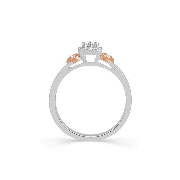 10K Two Tone Halo 0.20 Ctw Heart Promise Ring