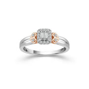 10K Two Tone Halo 0.20 Ctw Heart Promise Ring