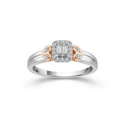10K Two - Tone Halo Heart Promise Ring