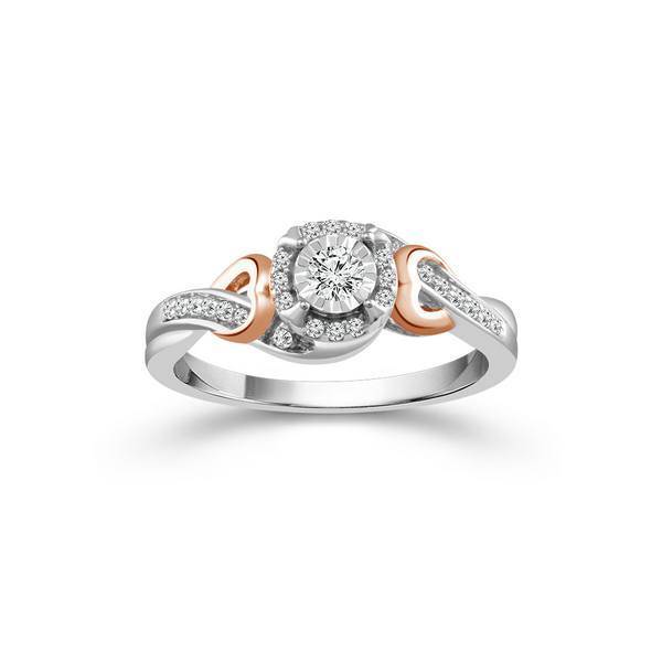 925 Silver and rose gold 0.20 ctw Promise Ring