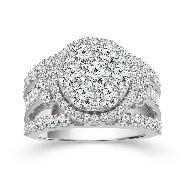 18K White Gold 3.5 Ctw Round Diamond Engagement Ring