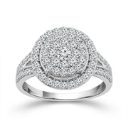 10K White Gold 1 Ctw Diamond Round Engagement Ring