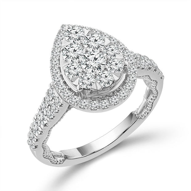 14K White Gold 1.25 Ctw Diamond Pear Engagement Ring