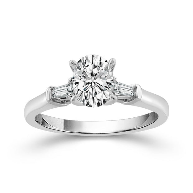 14K White Gold 0.75 CTW oval Diamond Engagement Ring