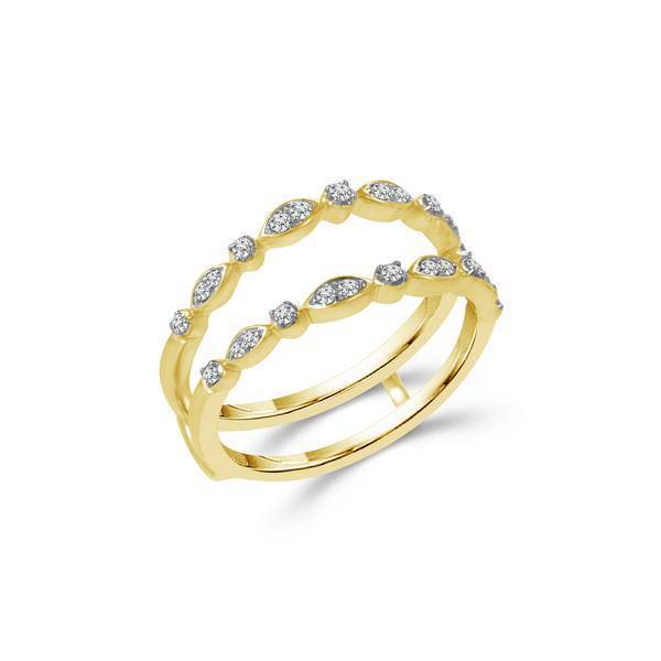 Aurora Designer - Marquise Diamond Ring 14K Gold Crown Wedding Band Curve  Unique Tiara Ring Guard Milgrain AD1497v2