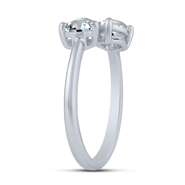 14K White Gold 1.50 CTW Lab-Grown Two Pear Engagement Ring