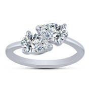 14K White Gold 1.50 CTW Lab-Grown Two Pear Engagement Ring