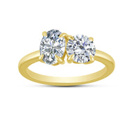 14K Yellow Gold 2.00 CTW Lab-Grown Diamond Oval Round Engagement Ring