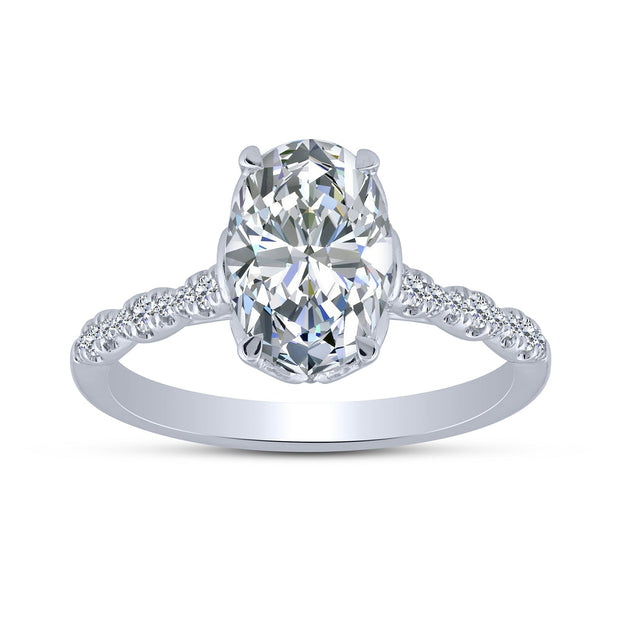 14K White Gold 2.33 CTW Lab-Grown Diamond Oval Engagement Ring