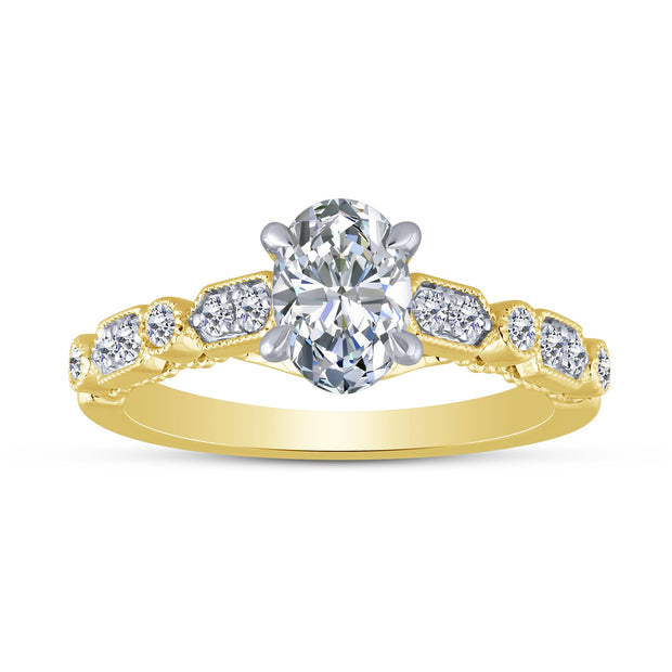 14K Yellow Gold 1.25 CTW Oval LAB-GROWN Diamond Engagement Ring