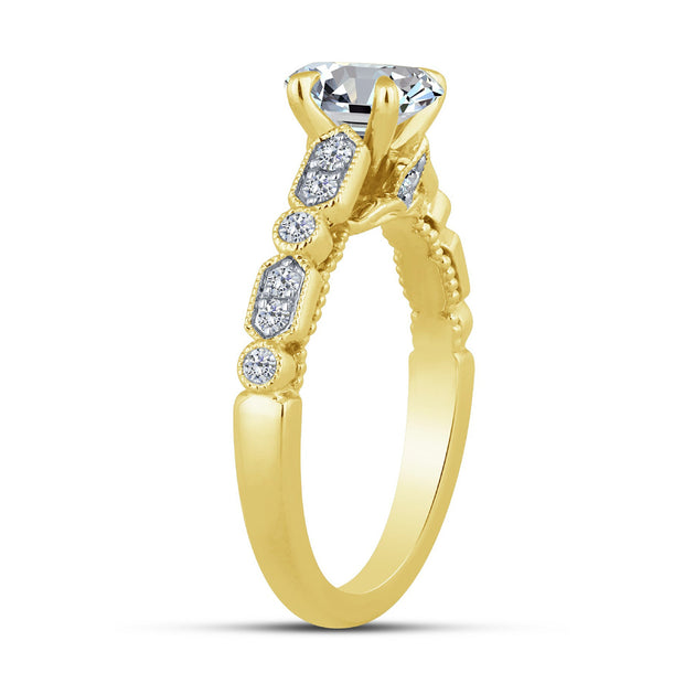 14K Yellow Gold 1.25 CTW Oval LAB-GROWN Diamond Engagement Ring