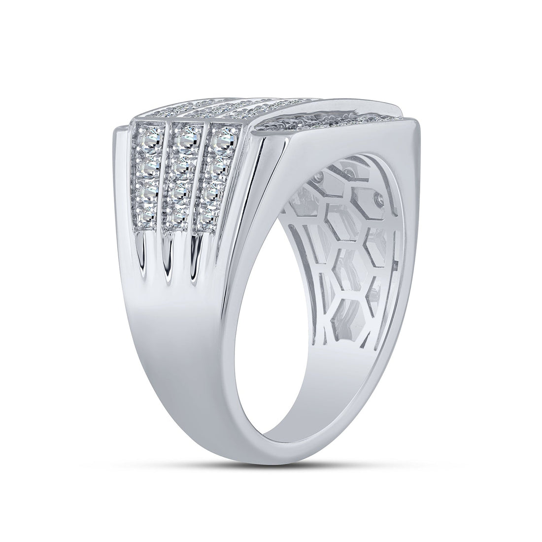 14K White Gold 2.00 ctw Lab Grown Diamond Mens Ring
