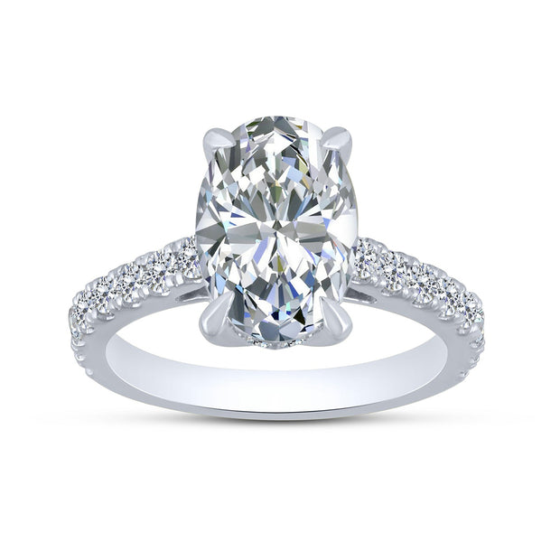 14K White Gold 3.75 CTW Lab-Grown Oval Diamond Engagement Ring