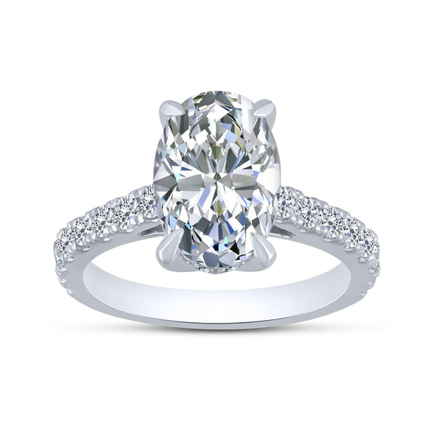 14K White Gold 3.75 CTW Lab-Grown Oval Diamond Engagement Ring
