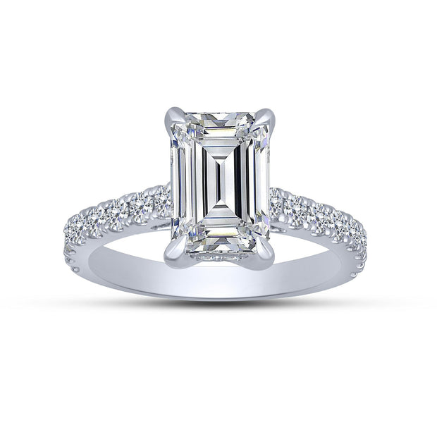 14K White Gold 2.50 CTW Lab-Grown Diamond Emerald Engagement Ring