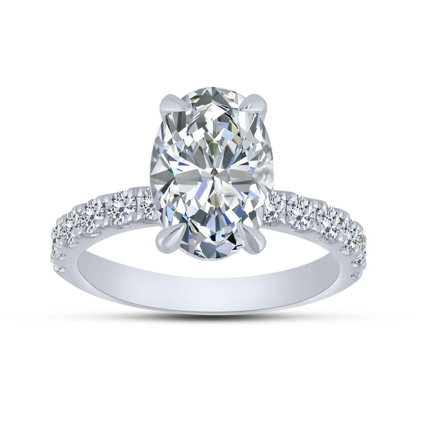 14K White Gold 2.50 CTW Lab-Grown Diamond Oval Engagement Ring