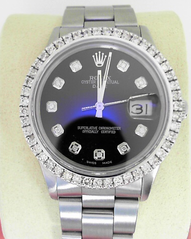 Rolex DateJust  34MM stainless steel QUICK SET 2ct Diam Bezel