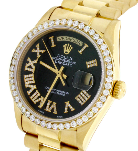 Rolex PRESIDENTIAL 36MM 18k yellow gold 4Ct Diamond Bezel