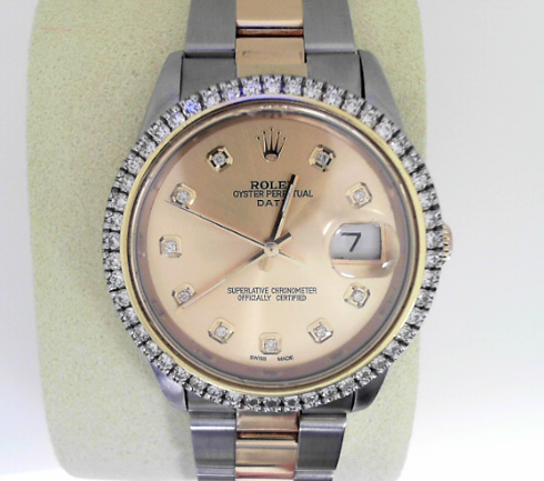 Rolex  Datejust 34mm Two tone 1.5CTW Diamond Bezel Quickset.