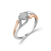 10K Two Tone 1/10 CTW Flower Diamond Promise Ring
