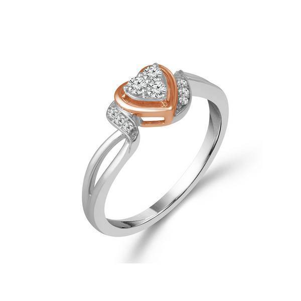 Silver 925 Two Tone Accent Heart Promise Ring