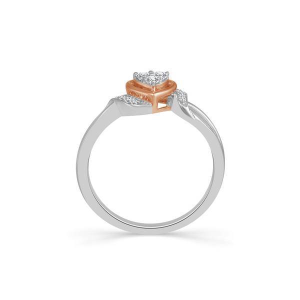 925 Silver Rose Gold Accent Heart Promise Ring