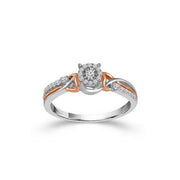 10K Two-Tone 1/8 CTW Halo Diamond Promise Ring