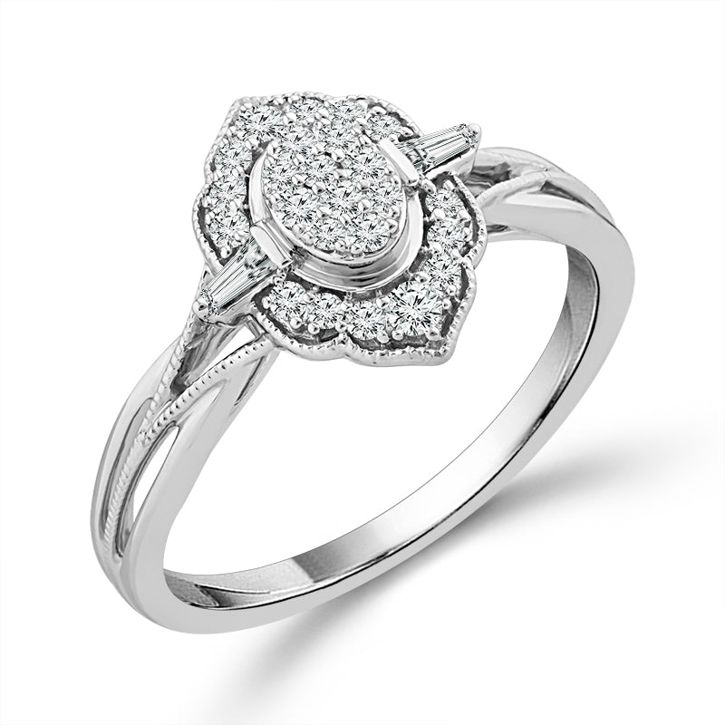 10K White Gold 0.25 ctw Oval Diamond Promise Ring