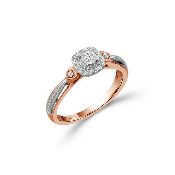 10K Two Tone 1/8 ctw Diamond Promise Ring