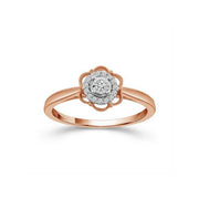 10K Two-Tone 1/10 CTW Diamond Flower Promise Ring