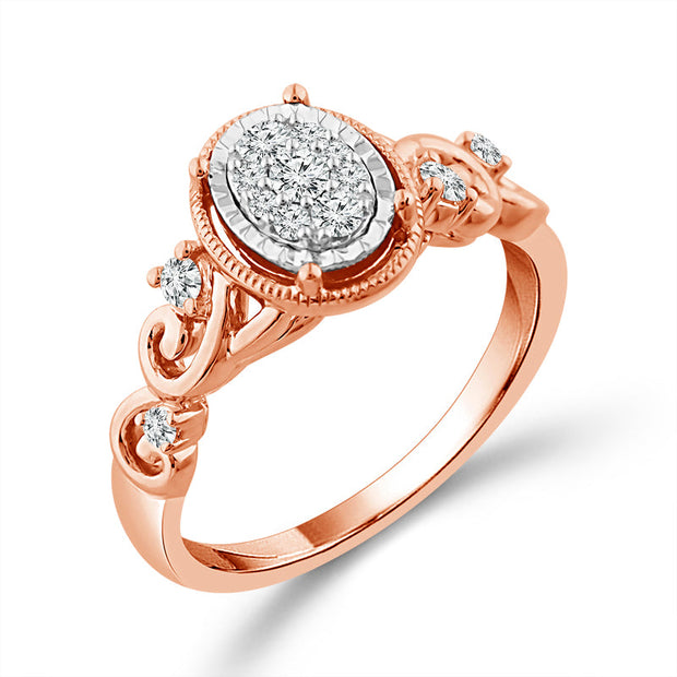 10K Rose Gold 0.20 CtW Oval Promise Ring
