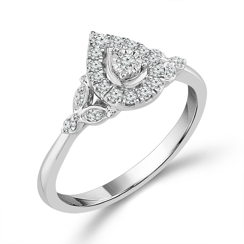 10K White Gold 0.20 ctw Pear Diamond Promise Ring