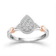 10K White Gold 1/4 CTW Pear shape PROMISE RING