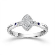 10K White Gold 0.085 CTW Diamond Sapphire Promise Ring