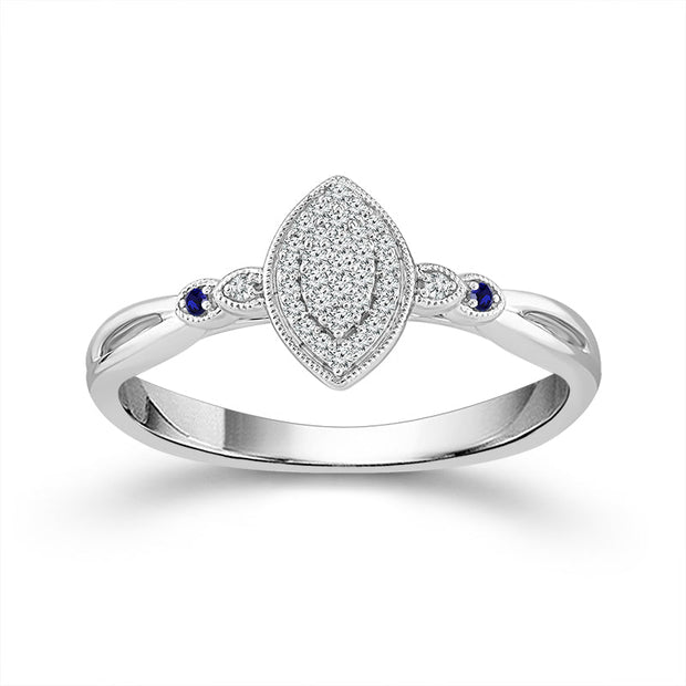 10K White Gold 0.085 CTW Diamond Marquise Promise Ring