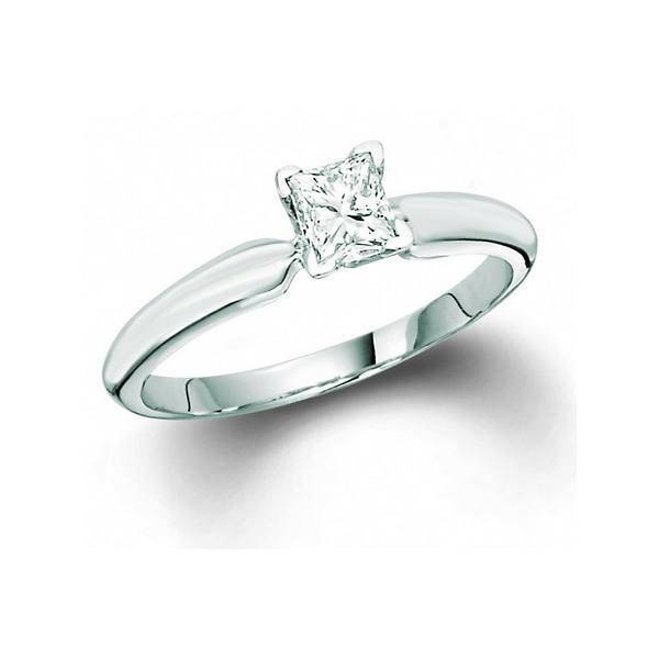 14K White Gold 0.25 ctw Princess Diamond Solitaire Ring