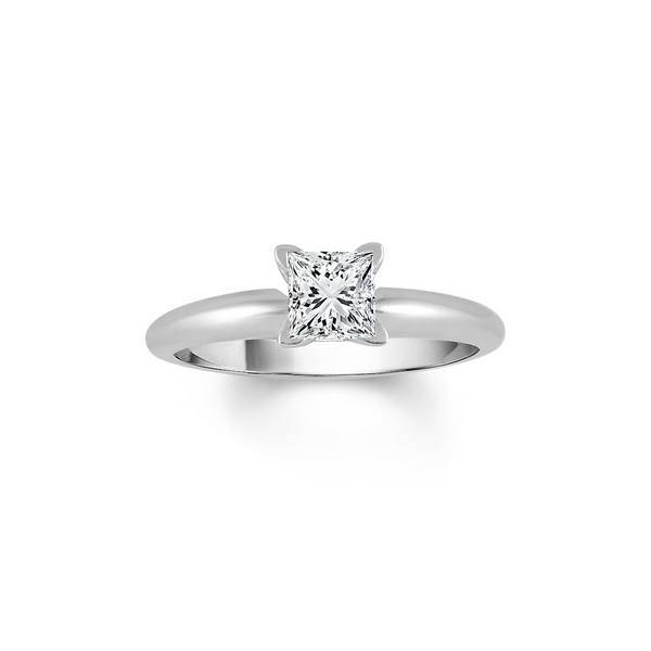14K WHITE GOLD 0.75 Ctw princess Diamond Solitaire Ring