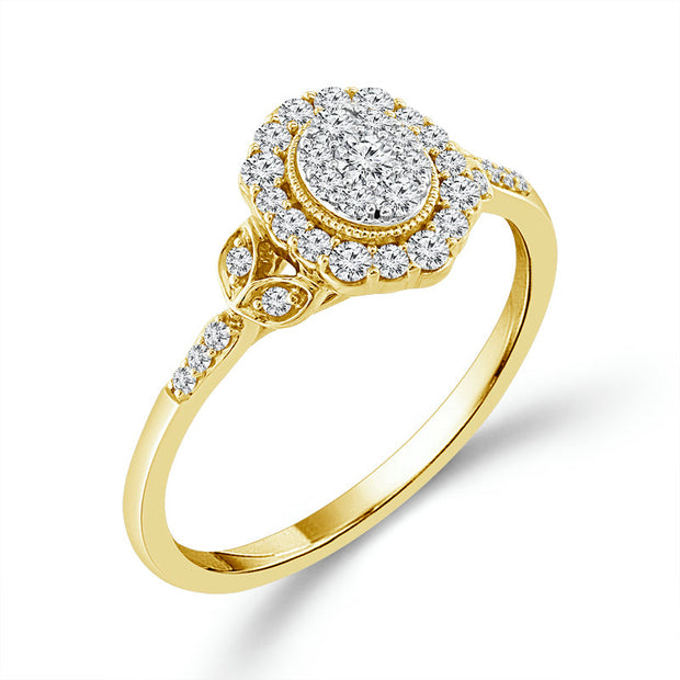 10K Yellow Gold 0.33 Ctw Diamond Oval Promise Ring