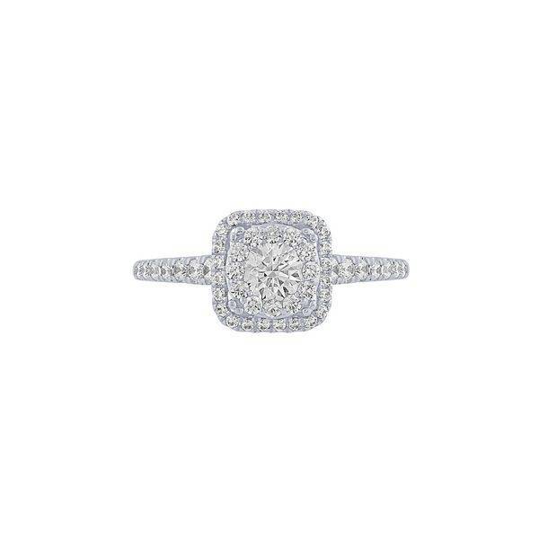 14k white gold 0.77 ctw Diamond Halo Engagement Ring