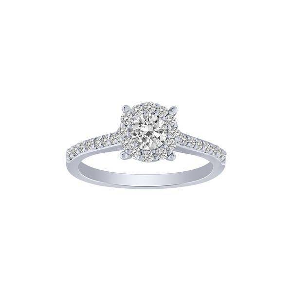 14k white gold 0.82 ctw Diamond Halo Engagement Ring