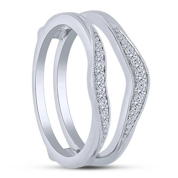 14K White Gold 0.20 ctw Diamond Ring Guard