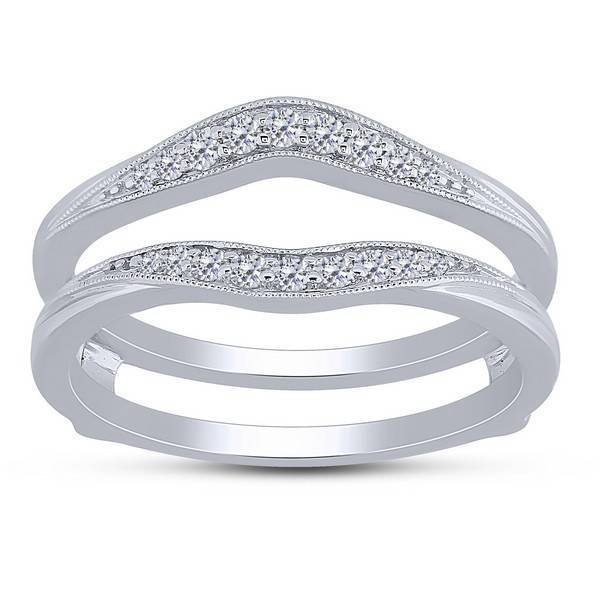 14k White Gold 0.20 ctw Diamond Ring Guard