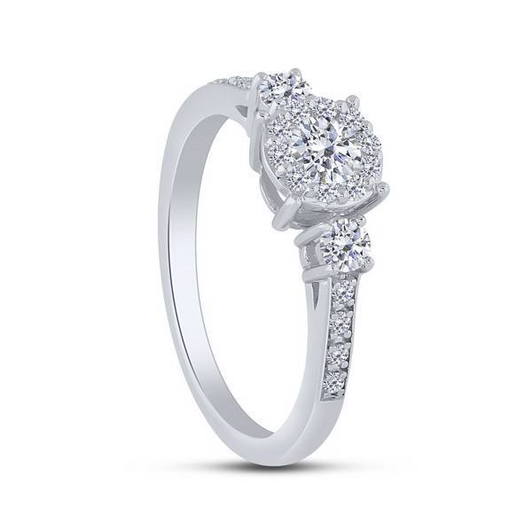 14K White Gold 0.63 CTW 3 Stone Diamond Ring