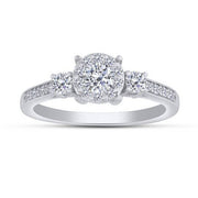 14K White Gold 0.63 CTW 3 Stone Diamond Ring