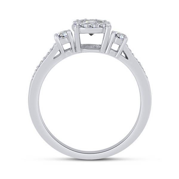 14K White Gold 0.63 CTW 3 Stone Diamond Ring