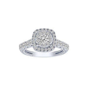 14K White Gold 1.20 CTW DIAMOND Cushion Halo Engagement Ring